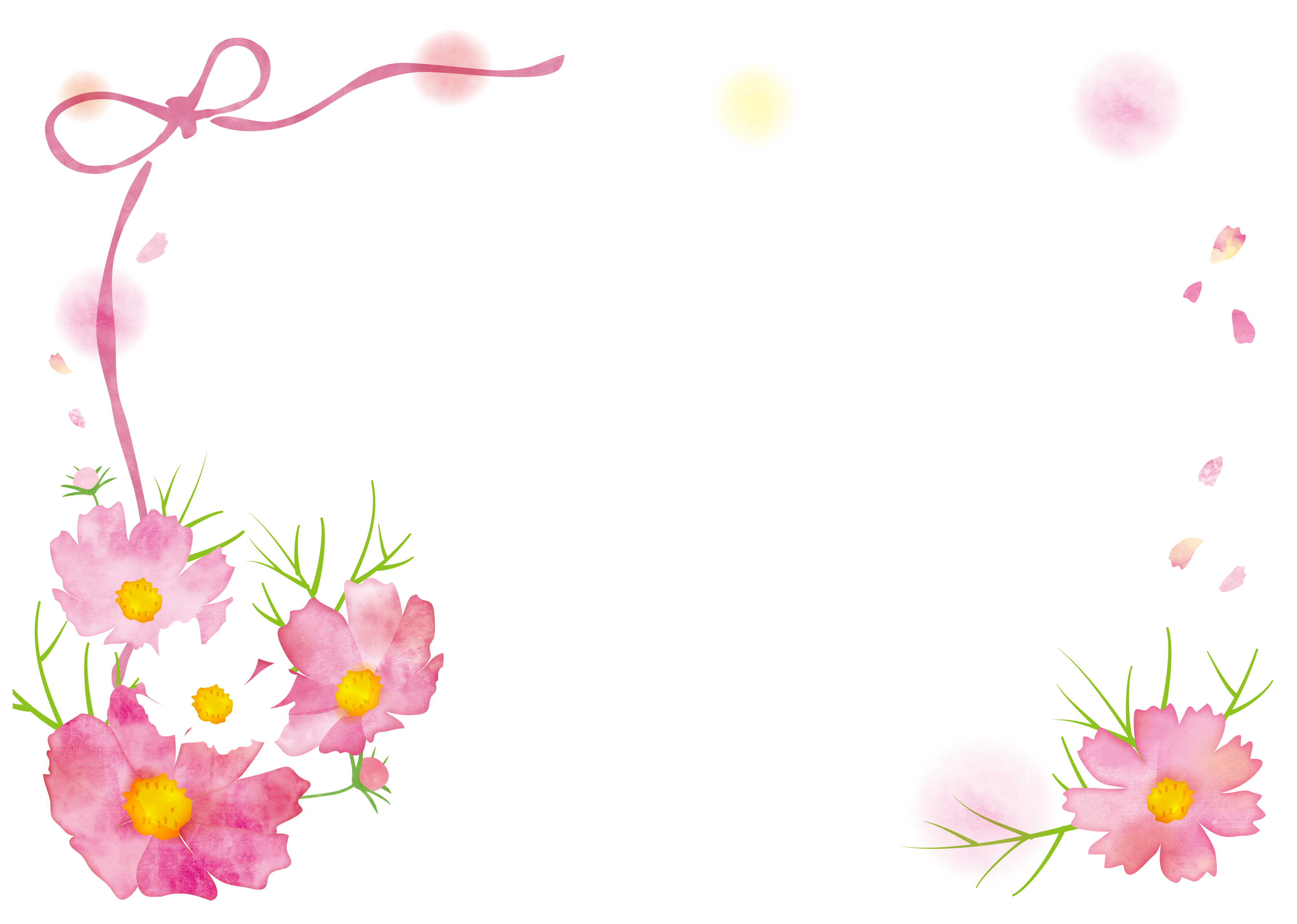 コスモスとリボンのフレーム