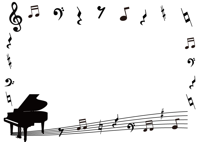 ト音記号とピアノのフレーム・枠