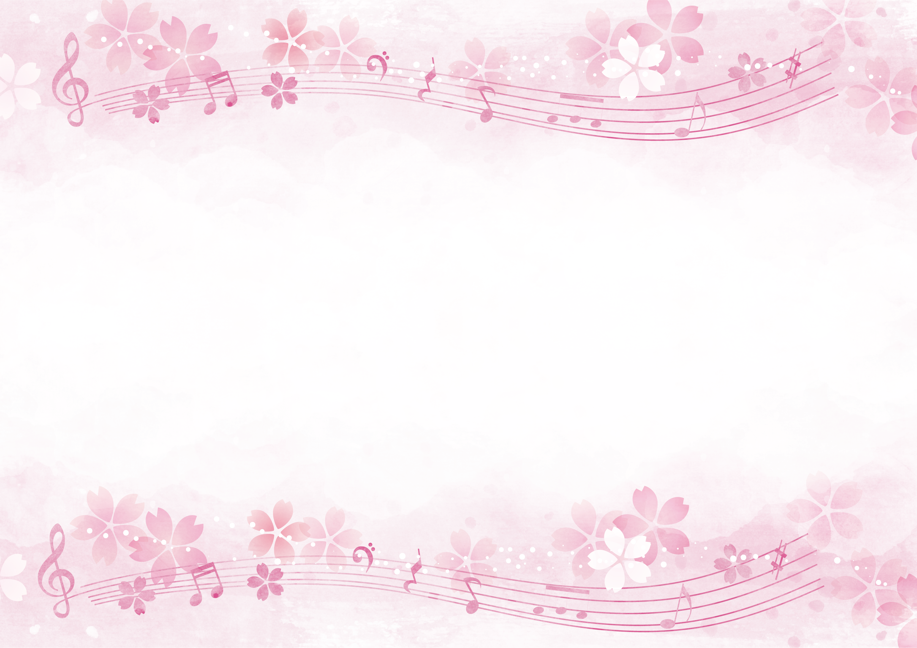 桜の花と音符のフレーム・枠
