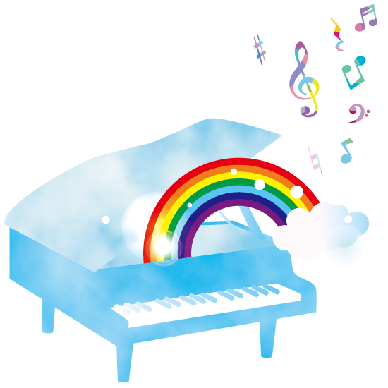 虹のピアノイラスト