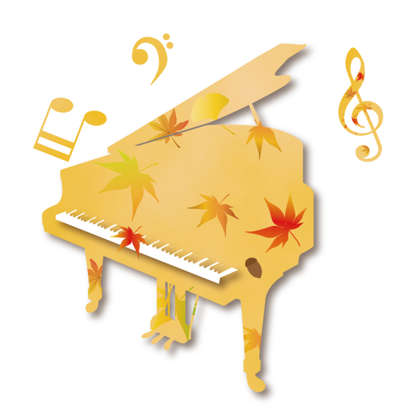 秋の紅葉ピアノイラスト