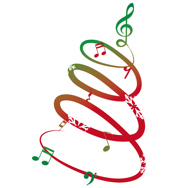 ト音記号のクリスマスツリーイラスト