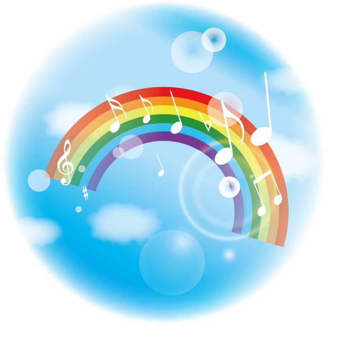 青空音符と虹イラスト