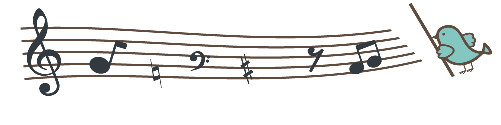 鳥と五線譜のイラスト