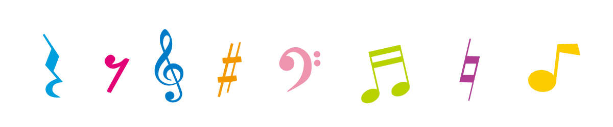 かわいい音符と音楽記号のイラスト