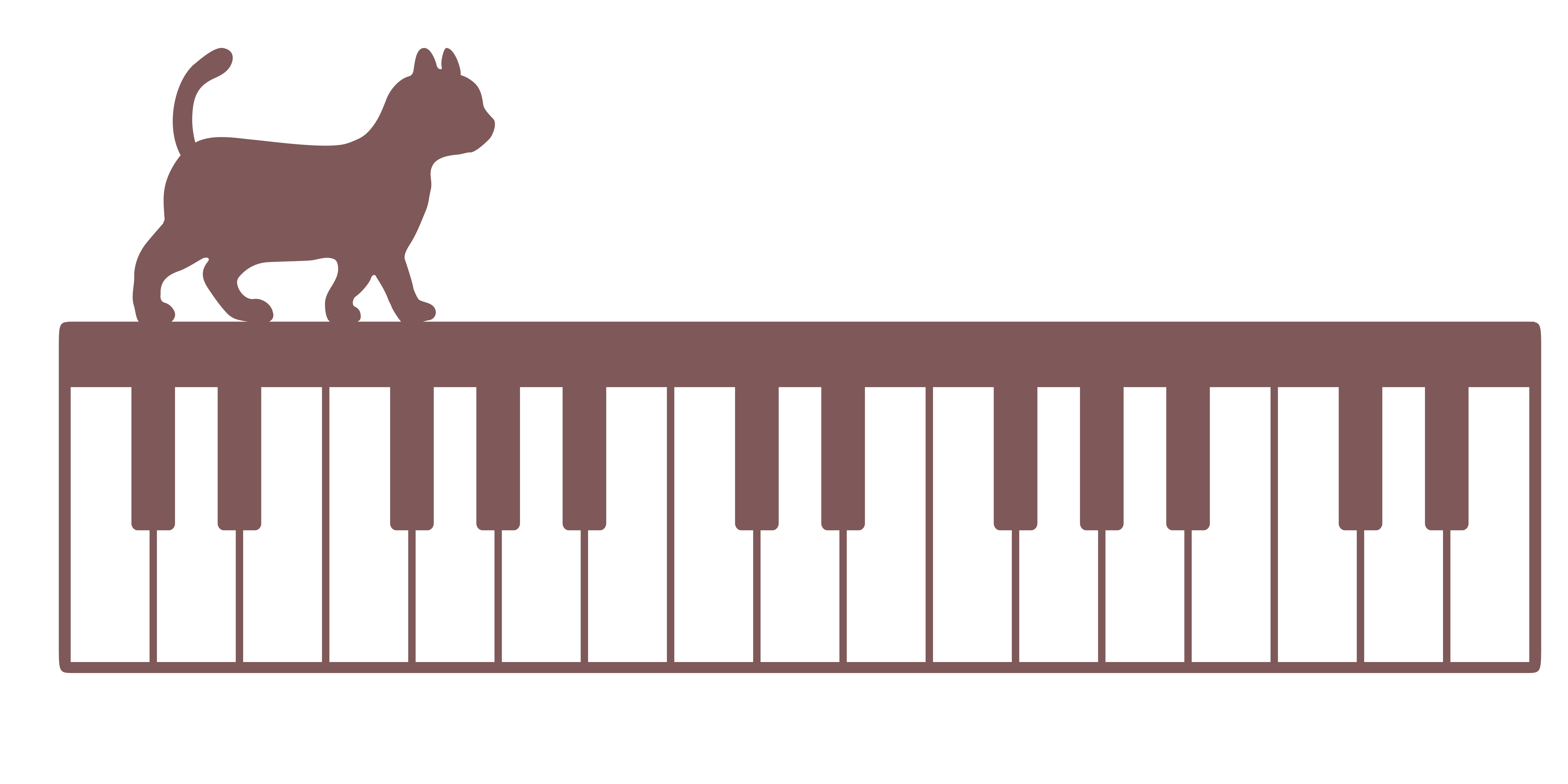 猫と音符のイラスト