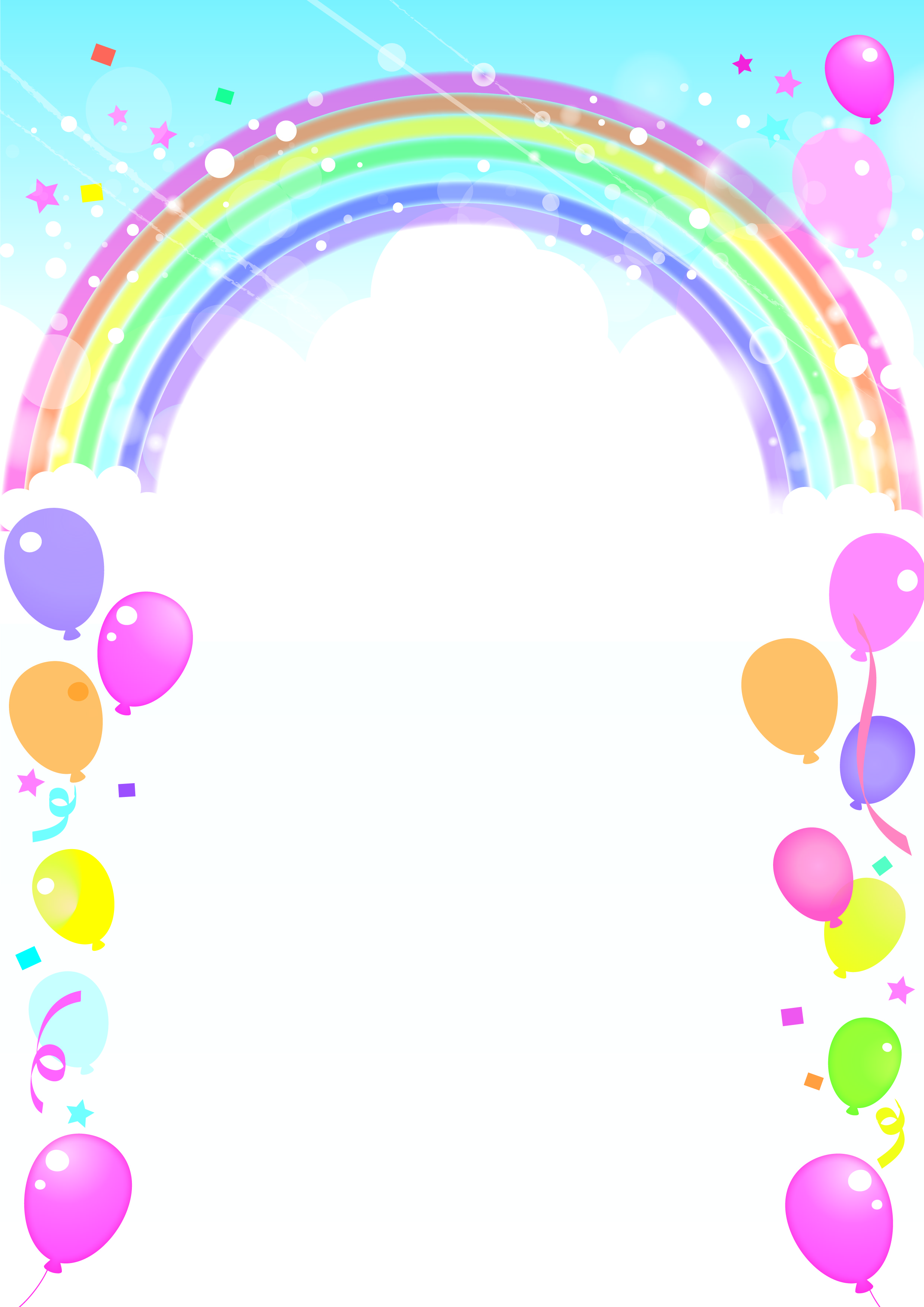 青空と虹・風船のフレーム"
