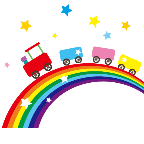 虹と電車イラスト