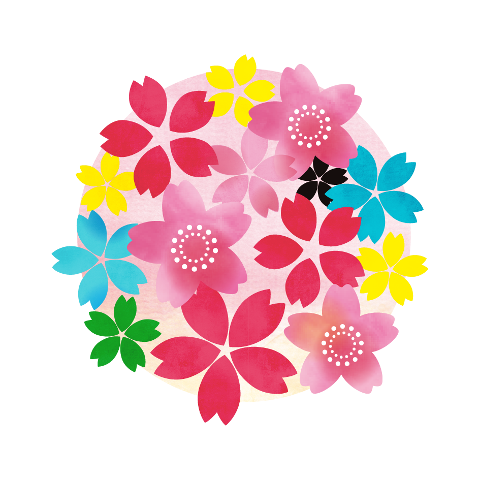 オリンピックカラー桜の花イラスト