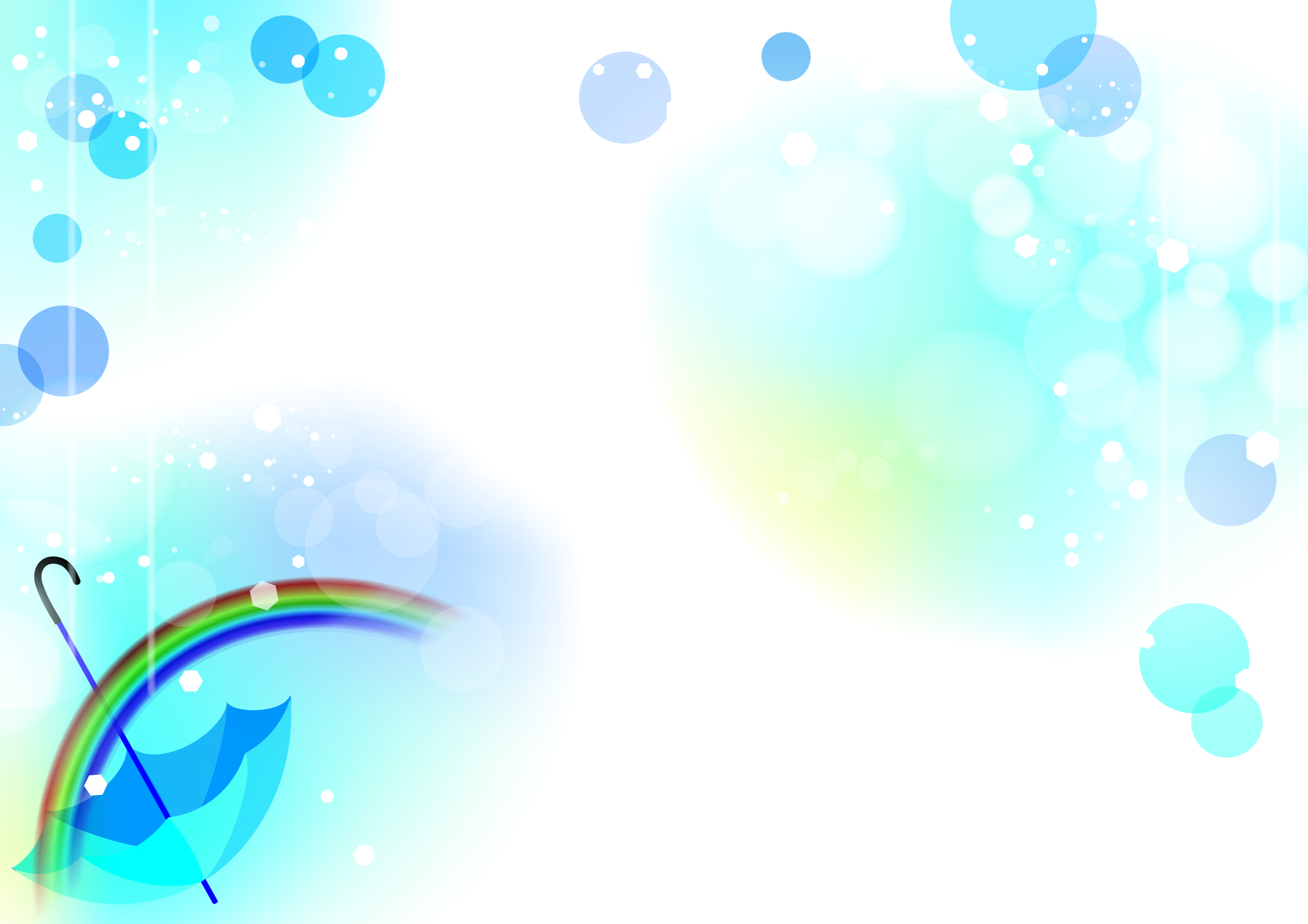 雨と傘と虹のフレーム・枠