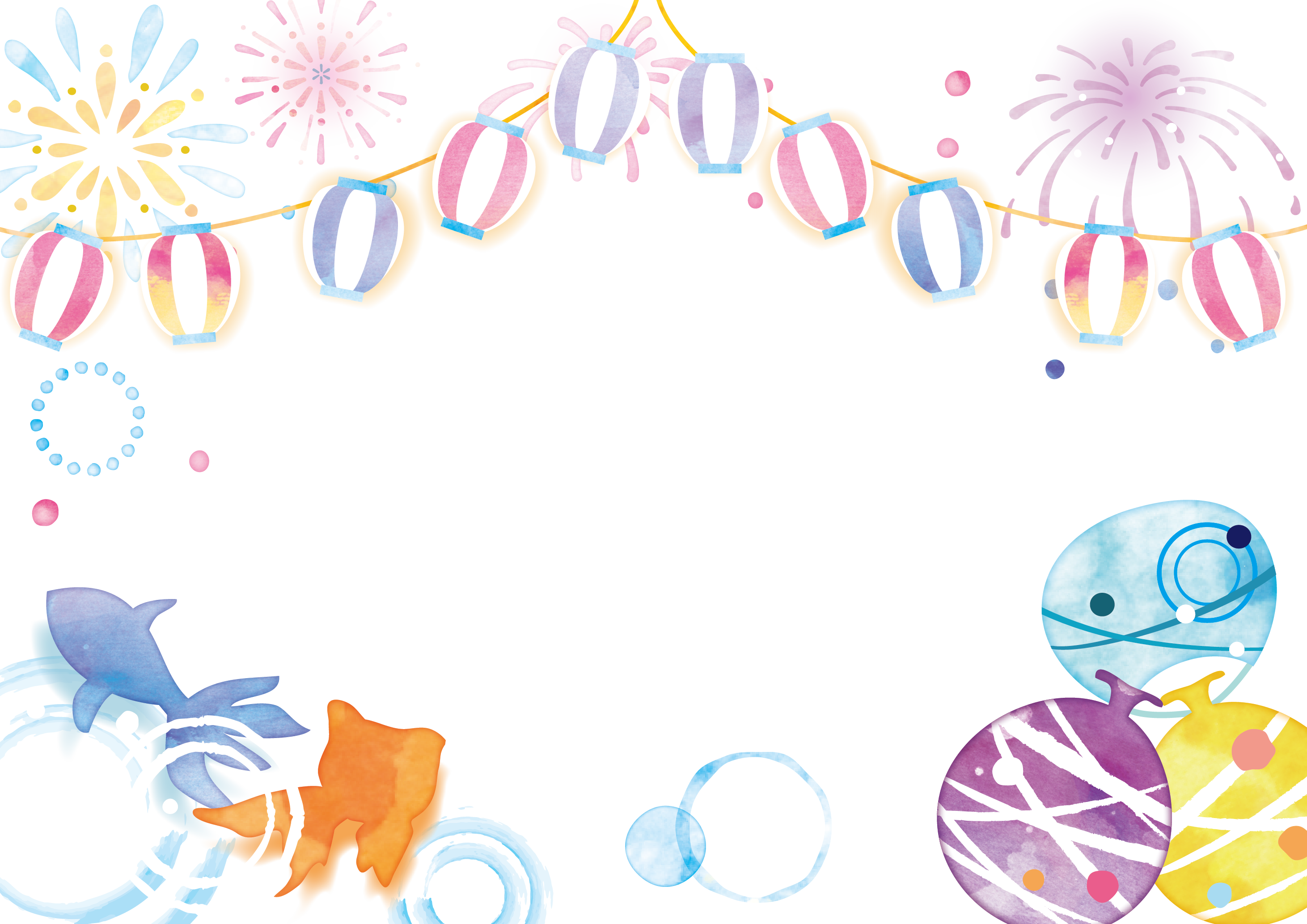 お祭りのフレーム　提灯入り