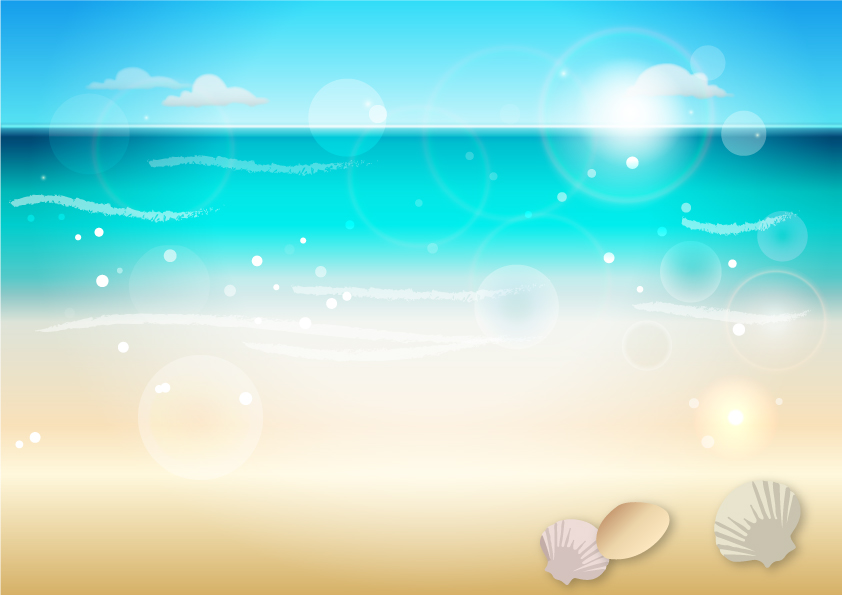 ビーチと貝殻の背景イラスト