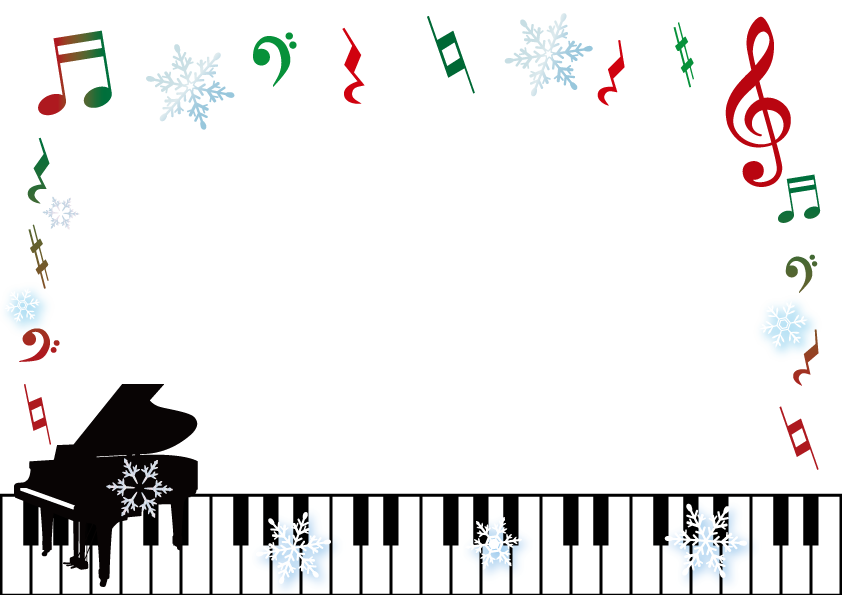 ピアノとクリスマスのフレーム・枠