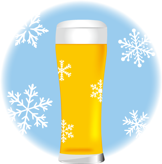雪の結晶とビールイラスト